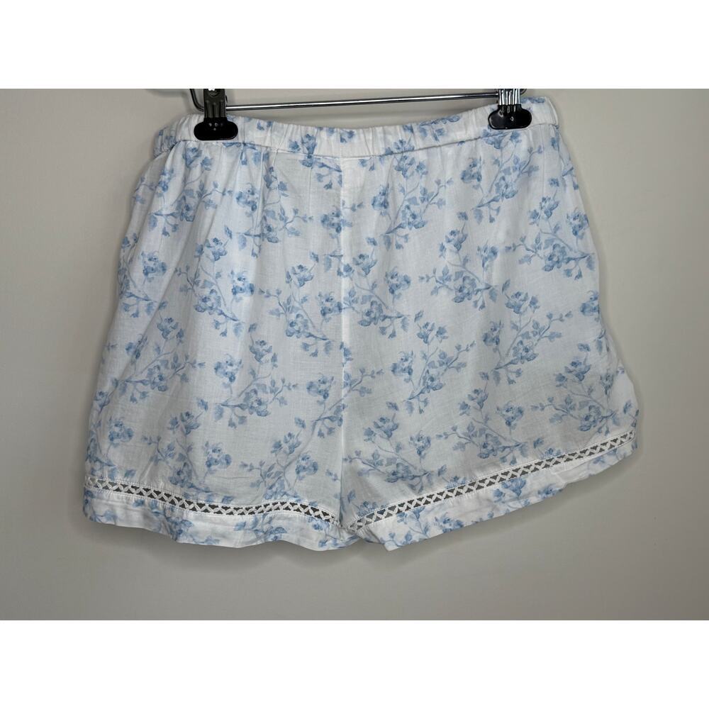 Caroline Constas 100% Cotton Floral Lace Sleepwear Short Blue White Womens Large - Picture 3 of 7